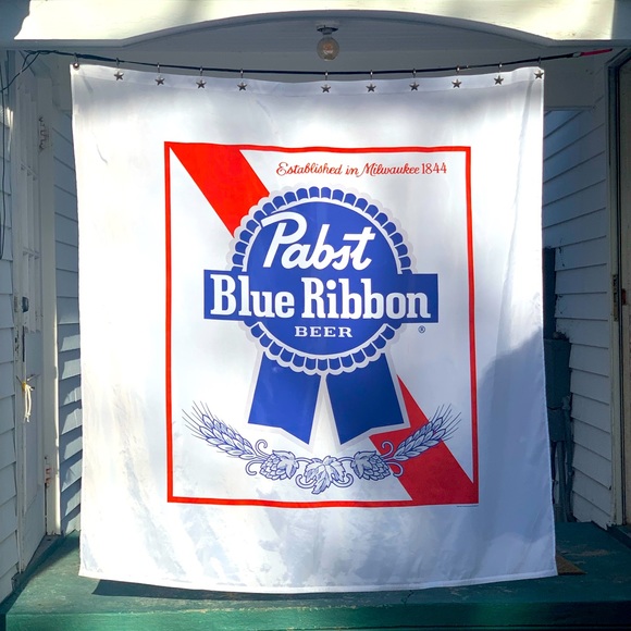Pabst Blue Ribbon Beer Shower Curtain 💙🤍♥️ PBR Officially Licensed Promo Merch - Picture 4 of 15